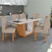 Mesa de Jantar 6 Lugares Apogeu Astrid com Vidro Amêndoa Clean/Off White/Linho Rinzai Bege - Móveis Lopas