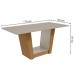 Mesa de Jantar 6 Lugares Apogeu Vênus com Vidro Amêndoa Clean/Off White/Veludo Liso Capuccino - Móveis Lopas