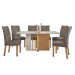 Mesa de Jantar 6 Lugares Astrid Apogeu com Vidro 170 Cm Amêndoa Clean/Off White/Suede Animale Bege - Móveis Lopas
