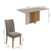 Mesa de Jantar 6 Lugares Astrid Apogeu com Vidro 170 Cm Amêndoa Clean/Off White/Suede Animale Bege - Móveis Lopas