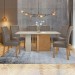 Mesa de Jantar 6 Lugares Astrid Apogeu com Vidro 170 Cm Amêndoa Clean/Off White/Suede Animale Bege - Móveis Lopas
