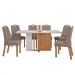 Mesa de Jantar 6 Lugares Astrid Vênus com Vidro Amêndoa Clean/Off White/Suede Animale Bege - Móveis Lopas