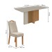 Mesa de Jantar 6 Lugares Astrid Vênus com Vidro Amêndoa Clean/Off White/Veludo Naturale Creme - Móveis Lopas