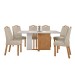 Mesa de Jantar 6 Lugares Astrid Vênus com Vidro Amêndoa Clean/Off White/Veludo Naturale Creme - Móveis Lopas