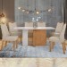 Mesa de Jantar 6 Lugares Astrid Vênus com Vidro Amêndoa Clean/Off White/Veludo Naturale Creme - Móveis Lopas
