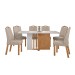 Mesa de Jantar 6 Lugares Astrid Vênus com Vidro Amêndoa Clean/Off White/Linho Rinzai Bege - Móveis Lopas
