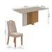 Mesa de Jantar 6 Lugares Astrid Vênus com Vidro Amêndoa Clean/Off White/Linho Rinzai Bege - Móveis Lopas
