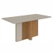 Mesa de Jantar 6 Lugares Astrid Vênus com Vidro Amêndoa Clean/Off White/Veludo Liso Capuccino - Móveis Lopas