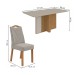 Mesa de Jantar 6 Lugares Astrid Vênus com Vidro Amêndoa Clean/Off White/Veludo Liso Capuccino - Móveis Lopas