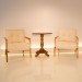 Poltrona Kit 2 Poltronas Boomerang Mel com Mesa de Canto Mel- Parma Móveis