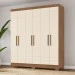 Guarda-Roupa Solteiro 6 Portas 2 Gavetas B369 Nature/Off White - Briz