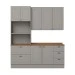 Cozinha Completa Americana 7 Portas 5 Gavetas 100% Mdf Cinza/Nature Ce758 - Henn