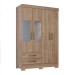 Guarda-Roupa Solteiro Fabuloso 4 Portas 2 Gavetas com Espelho Jequitibá Brilho Be06 - Henn
