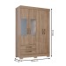 Guarda-Roupa Solteiro Fabuloso 4 Portas 2 Gavetas com Espelho Jequitibá Brilho Be06 - Henn