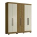 Guarda-Roupa Casal Dakota 6 Portas 2 Gavetas Freijo/Off White - Olivar Móveis