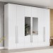 Guarda-Roupa Casal Jade 6 Portas 3 Gavetas com Espelho Branco - Henn