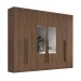 Guarda-Roupa Casal Jade 6 Portas 3 Gavetas com Espelho Castanho - Henn