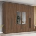 Guarda-Roupa Casal Jade 6 Portas 3 Gavetas com Espelho Castanho - Henn