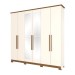 Guarda-Roupa Casal Vigo 6 Portas 3 Gavetas com Espelho Off White/Nature - Henn