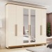 Guarda-Roupa Casal Vigo 6 Portas 3 Gavetas com Espelho Off White/Nature - Henn