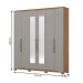 Guarda-Roupa Casal Dallas 6 Portas 4 Gavetas com Espelho Nature/Cinza - Henn