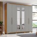 Guarda-Roupa Casal Dallas 6 Portas 4 Gavetas com Espelho Nature/Cinza - Henn