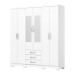 Guarda-Roupa Solteiro Caju 6 Portas 3 Gavetas com Espelho Branco - Henn