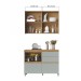 Cozinha Compacta Rainha 3 Portas 4 Gavetas Ripado 100% Mdf Nature/Verde - Nesher