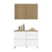 Cozinha Compacta Rainha 3 Portas 4 Gavetas Ripado 100% Mdf Nature/Branco - Nesher