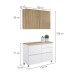 Cozinha Compacta Rainha 3 Portas 4 Gavetas Ripado 100% Mdf Nature/Branco - Nesher