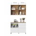 Cozinha Compacta Rainha 3 Portas 4 Gavetas Ripado 100% Mdf Nature/Branco - Nesher