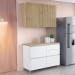 Cozinha Compacta Rainha 3 Portas 4 Gavetas Ripado 100% Mdf Nature/Branco - Nesher