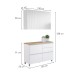 Cozinha Compacta Rainha 3 Portas 4 Gavetas Ripado 100% Mdf Branco/Nature - Nesher