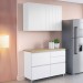 Cozinha Compacta Rainha 3 Portas 4 Gavetas Ripado 100% Mdf Branco/Nature - Nesher