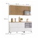 Cozinha Compacta Rainha 4 Portas 5 Gavetas Ripado 100% Mdf Branco/Nature - Nesher
