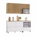 Cozinha Compacta Rainha 4 Portas 5 Gavetas Ripado 100% Mdf Branco/Nature - Nesher
