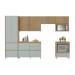 Cozinha Completa Rainha 7 Portas 7 Gavetas Ripado 100% Mdf Nature/Verde - Nesher