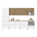 Cozinha Completa Rainha 9 Portas 8 Gavetas Ripado 100% Mdf Branco/Nature - Nesher