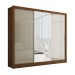 Guarda-Roupa Casal Katherine 3 Portas 3 Gavetas com Espelho Cinamomo/Off White - Panorama Móveis