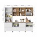 Cozinha Completa Rainha 8 Portas 12 Gavetas com Ilha Ripado 100% Mdf Branco/Nature - Nesher