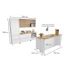 Cozinha Completa Rainha 8 Portas 12 Gavetas com Ilha Ripado 100% Mdf Branco/Nature - Nesher