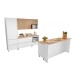 Cozinha Completa Rainha 8 Portas 12 Gavetas com Ilha Ripado 100% Mdf Branco/Nature - Nesher