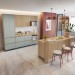 Cozinha Completa Rainha 8 Portas 12 Gavetas com Ilha Ripado 100% Mdf Nature/Verde - Nesher