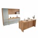 Cozinha Completa Rainha Gourmet 9 Portas 12 Gavetas com Ilha Ripado 100% Mdf Nature/Verde - Nesher