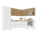 Cozinha Completa Rainha 11 Portas 9 Gavetas Ripado 100% Mdf Branco/Nature - Nesher