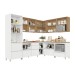 Cozinha Completa Rainha 11 Portas 9 Gavetas Ripado 100% Mdf Branco/Nature - Nesher