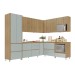 Cozinha Completa Rainha 11 Portas 9 Gavetas Ripado 100% Mdf Nature/Verde - Nesher