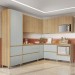Cozinha Completa Rainha 11 Portas 9 Gavetas Ripado 100% Mdf Nature/Verde - Nesher