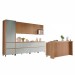 Cozinha Completa Rainha Gourmet 12 Portas 12 Gavetas com Ilha Ripado 100% Mdf Nature/Verde - Nesher