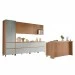 Cozinha Completa Rainha Gourmet 12 Portas 12 Gavetas com Ilha Ripado 100% Mdf Nature/Verde - Nesher